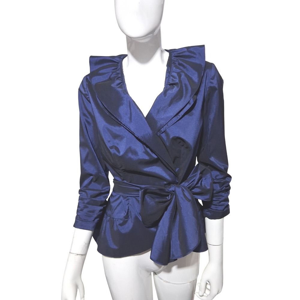 Tadashi Shoji Taffeta Elegant Womens size 4 Avant Garde Luxury Event Ruffle Top